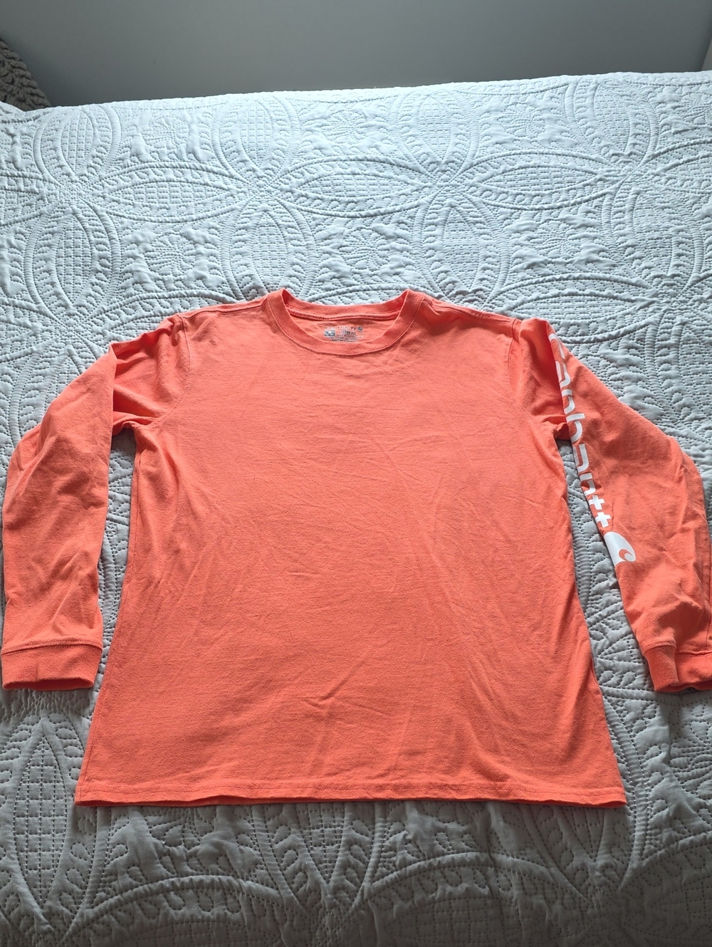 Carhartt Coral Orange Loose Fit Tee with Neck Print